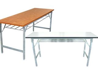 โต๊ะพับมีตะแกรง หน้าเมลามีน ฟอเมก้าขาว