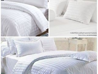 ผ้าปูที่นอน สีขาวลายริ้ว / Micro Silk Bed sheet ชนิดผ้า Micr