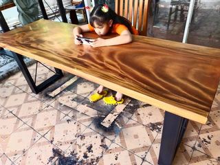 (ขายแล้ว) โต๊ะทำงานไม้แผ่นเดียว 65x200x