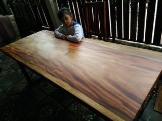 (ขายแล้ว) โต๊ะทำงานไม้แผ่นเดียว ก80xย200xส76