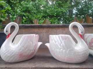 swan vase vintage แจกันหงษ์คู่