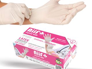 ถุงมือยาง Aiif Plus Latex Powdered Examination Gloves