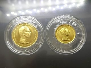 ชุด 2 เหรียญ เหรียญทองคำที่ระลึก ร9 ครองราช 25 ปี 2514