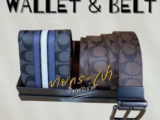 COACH 2-IN1 Wallet With Belt Set แบบพับ Factory Outlet