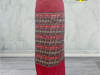 ผ้าถุงสำเร็จรูปแบบป้ายเย็บเชือกผูกเอวสีน้ำตาลอมแดง9278