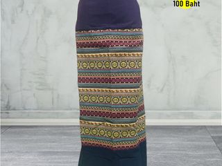 ผ้าถุงสำเร็จรูปแบบป้ายผูกเอวสีน้ำเงิน9395