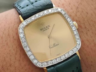 Vintage ROLEX GENEVE Cellini Gold Dial Diamond 18k