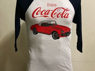 เสื้อยืด แขนสามส่วน ลาย โค้ก โคล่า สไตล์วินเทจ