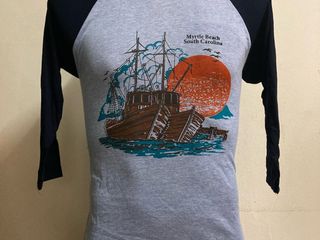 เสื้อยืด แขนสามส่วน ลาย ฮาวาย สไตล์วินเทจ