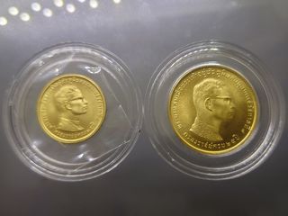 ชุด 2 เหรียญ เหรียญทองคำที่ระลึก ร9 ครองราช 25 ปี 2514