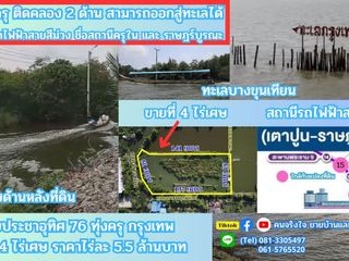 ขายที่ดินติดคลองธรรมชาติ 4 ไร่ 2 งาน 76 ตรว.