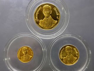 เหรียญทองคำ รัชมังคลาภิเษก รัชกาลที่9 ครบชุด 3 เหรียญ