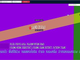 ขายที่ดิน20ไร่ ถมแล้ว พื้นที่สีม่วง . ถนนพหลโยธิน