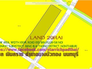 ที่ดิน29ไร่ พื้นที่สีเหลือง กว้าง100ม. ถนน1013 อ.บางบัวทอง