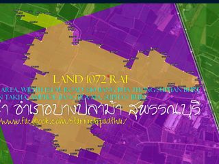 ที่ดิน1072ไร่ พื้นที่สีม่วง กว้าง 125ม. ถนน340 สุพรรณบุรี