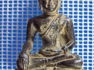 5131 พระบูชาเนื้อตะกั่วสนิมแดง ปิดทองเก่า ฐานกว้าง 1.4 นิ้ว